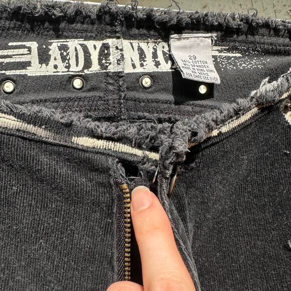 Y2K Lady Enyce Black Corduroy Low Rise Grommet Pants - Picture 4 of 5